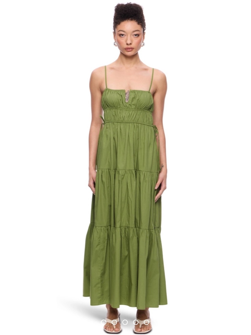 Olive Green Tiered Maxi Dress - Women